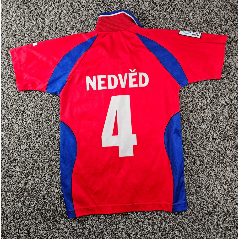 vintage Czech Republic national team home jersey 2000-2002 Kids Sz L #4 Nedved - Picture 4 of 4